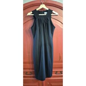 Calvin Klein Size 4 Black Keyhole Neck Dress Sheath Midi Length Dressy EUC